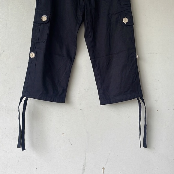NWT Y2K Mariah Carey Dark Navy Blue Cropped Capri Cargo Pants Size 8 - Picture 3 of 14